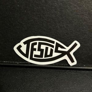 JESUS FISH EMBEL STICKER